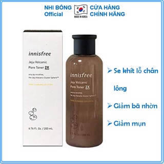 Nước hoa hồng ngừa mụn đầu đen se khít lỗ chân lông Innisfree Jeju Volcanic Hàn Quốc 200ml