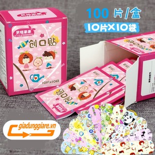 Băng y tế cá nhân Cute (Hộp 100 miếng) Băng Gâu dán vết thương chống nước và tiệt trùng , Băng keo hình thú dễ thương