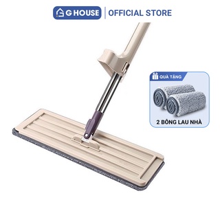 Cây lau nhà tự vắt thông minh Ghouse, Chổi lau nhà xoay 360 tặng kèm 2 bông lau CLN-M1