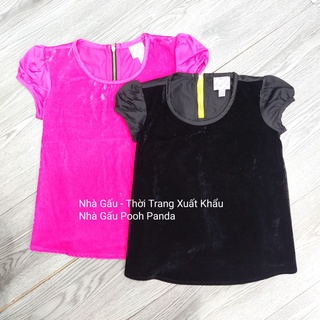 BÉ GÁI - Áo voan phối nhung D-signed màu đen hồng