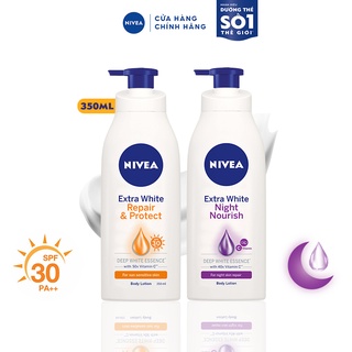 Bộ đôi Sữa dưỡng thể trắng da Ngày (350ml) &amp; Đêm (400ml) NIVEA (88311+88126)