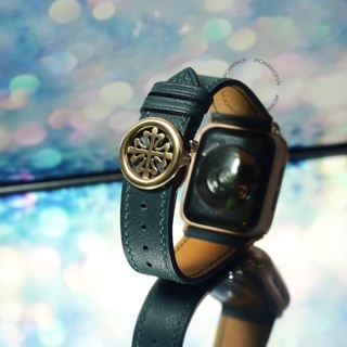 [DÂY DA THẬT] DÂY DA BÊ SWIFT MAY TAY THỦ CÔNG MÀU XANH TẢO KHÓA PATEK CHO APPLE WATCH SERIES 1=>6 (BẢO HÀNH 1 NĂM)