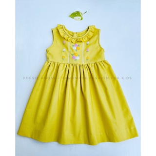 ĐẦM LINEN VÀNG THÊU HOA