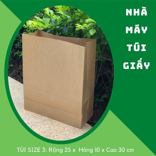 Set 500 Chiếc túi giấy nâu không quai  SIZE 3: 25x10x 30 cm túi đựng hàng 5kg