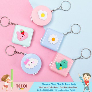 <Video Review> Thước Dây Mềm Mini 150cm Tròn Vuông Cuộn Rút Nhỏ Gọn Tiện Lợi  Đo Vòng Eo Nút Bấm Tự Thu Gọn Teeci621
