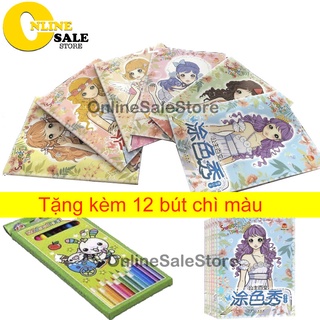 [Khuyến mãi] Bộ 6 tô màu công chúa + Tặng 12 bút chì màu thảo sức sáng tạo, phát triển trí não. Quà tặng cho các bé