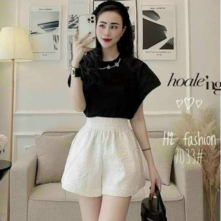 Quần Xốp Phồng Nữ Hàng Đẹp - Quần Short Nữ Cạp Chun Dáng Phồng In Hoa Nổi Siêu Xinh Kèm Ảnh Thật Lekemqc