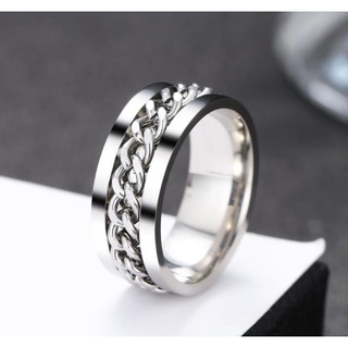 Nhẫn nam titan xích không họa tiết, nhẫn nam khui bia