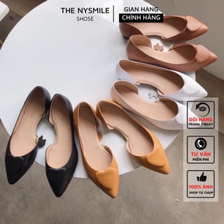 Giày búp bê da bò mũi nhọn trái tim - THENYSMILE - Tiko