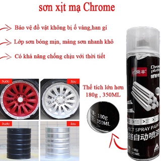 Sơn Xịt Mạ Crom Inox Có Hiệu Ứng Tráng Gương Soi Chrome Thái Lan 350ml Bình Sợn Xịt Mạ Chrome Mạ Kẽm