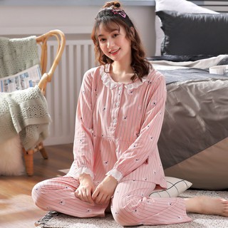 Bộ đồ bầu dài tay họa tiết HOA CÚC cổ bèo xinh xắn quần có chun chỉnh tiện lợi BD920
