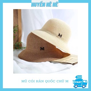 Mũ cói phong cách Hàn Quốc , mũ chữ M mềm hàng QC 002