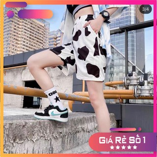 Quần Đùi LITTLE COW Thun Siêu Mát - Short In Hình Bò Sữa Đen/ Trắng Cực Cool