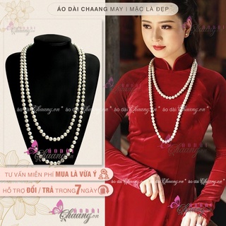 Dây chuyền ngọc trai nhân tạo_Chaang_Vòng ngọc trai diện đẹp cùng áo dài truyền thống