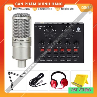 Trọn Bộ Sound Card V8 Micro AQTA AQ220 Hàng Loại 1 . Âm Thanh Cực Hay , Livestream Bigo , Facebook , Tik Tok