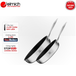 [Mã LIFECPMALL giảm 12% đơn 250K] Bộ 2 chảo Inox 2 lớp đáy liền Elmich Trimax classic 2701OL size 20, 26cm
