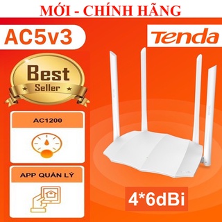 Bộ phát Wifi AC 1200Mbps Dual Band 5GHz &amp; 2.4GHz Tenda AC5 V3