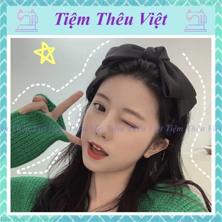 [Mã FAMARAL1 giảm 10K đơn 50K] Bờm Tóc Đính Nơ Size To Màu Đen Tiệm Thêu Việt