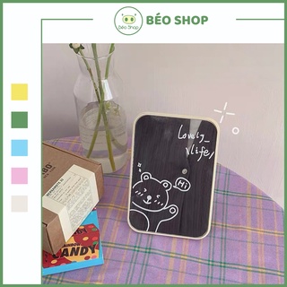 Gương trang điểm để bàn Béo Shop , gương soi make up chữ nhật bằng nhựa nhiều màu