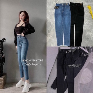 Quần bò hai cúc DC &amp; baggy đai xíchDAQUY20quần jeans cạp cách điệu phong cách trẻ trung năng đóng