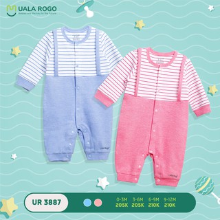 Body Dài tay thu đông nỉ cotton kẻ ngang bé trai bé gái Uala Rogo 3887