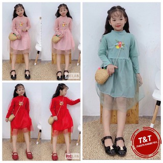 VÁY HOA TẾT CHO BÉ GÁI ĐÁNG YÊU QATE655