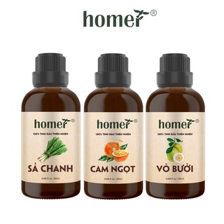 Combo 3 tinh dầu Sả Chanh + Cam Ngọt + Vỏ Bưởi Homer 20ml/chai