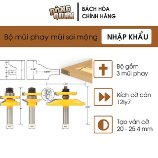 [ BỘ MŨI PHAY GỖ GHÉP VÁN ] 100% NHƯ HÌNH - MŨI SOI LÀM CÁNH CỬA TỦ BẾP 3 MÓN