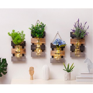 Bình Hoa &amp; Bảng Gỗ Treo Tường Theo Phong Cách Châu Âu - Cỡ lớn LH521