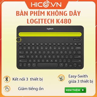 Bàn Phím Không Dây Bluetooth Logitech K480 Kết Nối 3 Thiết Bị, Nút chuyển nhanh, có khay để ipad, điện thoại tiện lợi