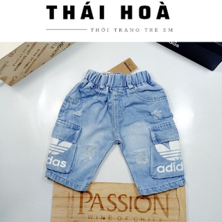 Quần jean lửng túi hộp bé trai 11_24kg, chất liệu jean mềm thoải mái