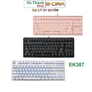 Bàn phím Cơ Gaming E-dra EK387 Hồng / Trắng / Đen LED Rainbown, RGB ( Blue , Brown , Red Switch )