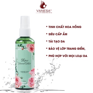 Nước xịt khoáng kiêm Toner hoa hồng Vanesa sáng da dưỡng ẩm làm sạch da 100ml