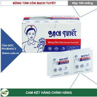 Bông tẩm cồn Bạch Tuyết [Hộp 100 miếng] - Alcol pad / Alcohol pad