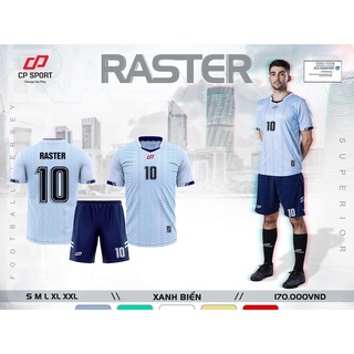 Áo Đá Banh Không LOGO RASTER Màu Xanh Ngọc chất lượng thoáng mát Cao Cấp - Vicsport