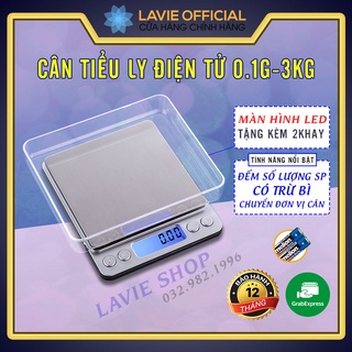 Cân Tiểu Ly Điện Tử Nhà Bếp Độ Chính Xác Cao Định Lượng 0.1g - 3kg, Cân Tiểu Ly Dùng Làm Bánh, Cân Khẩu Phần Ăn BH 12T