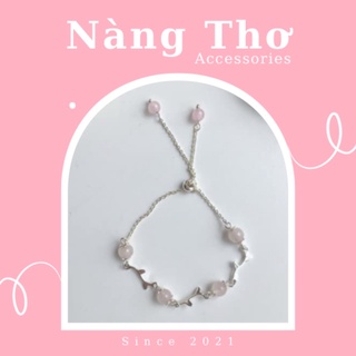 Vòng tay nữ, lắc tay đá hồng dây rút Nàng Thơ Accessories