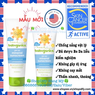 Kem chống nắng vật lý cho Bé, Trẻ em SPF50 BABYGANICS Mineral Based Sunscreen lotion SPF 50+ 59ml 177ml 236ml Mỹ mẫu mới