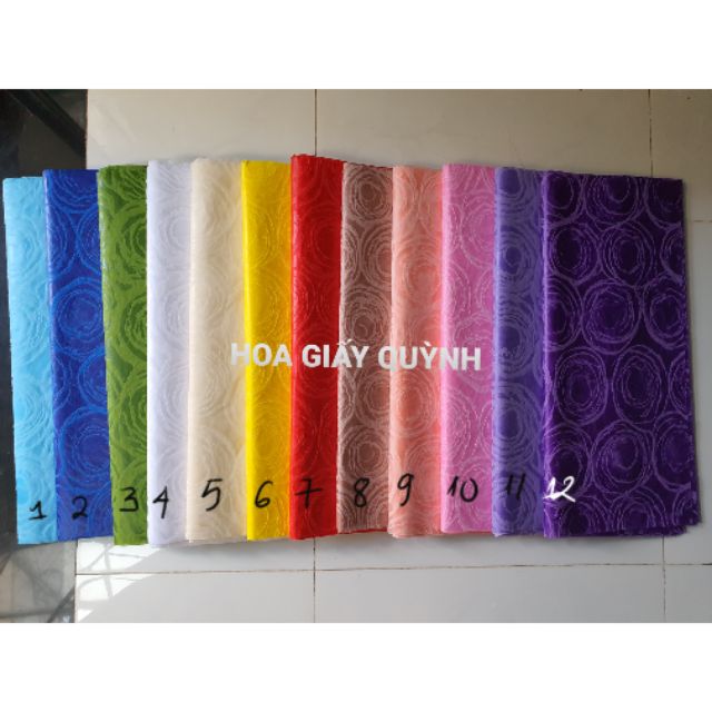 Combo 5 tờ Giấy gấm hoa hồng gói hoa gói quà