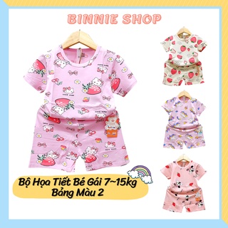Đồ bộ bé gái quảng châu xuất hàn Quần áo trẻ em BINNIE SHOP chất thun cotton cho bé gái từ 7-15kg (0-3 tuổi) BGN2
