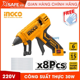Súng bắn keo nến INGCO GG308 30W(220W) 220V Máy bắn keo cầm tay mini tặng kèm 8 cây keo 11.2mm tạo keo 20-30g/p