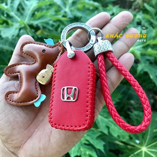 [Tặng ngựa da] Bao da chìa khoá ô tô Honda 3 nút sang trọng đính đá nhân tạo xinh xắn
