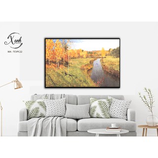Tranh canvas " mùa thu vàng" của  levitan tặng đinh treo tranh