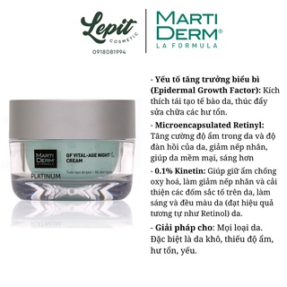 [Hàng  Công Ty] Kem Dưỡng Phức Hợp 1% Retinol MartiDerm Platinum GF Vital Age Night Cream
