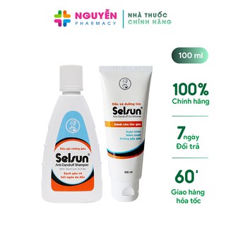 Bộ sản phẩm chống gàu Selsun (Dầu gội chống gàu Selsun 100ml+Dầu xã dưỡng tóc Selsun 100ml)