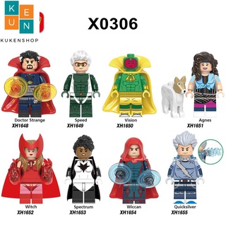 Minifigures Các Mẫu Nhân Vật Siêu Anh Hùng Marvel DC MCU Comic Visio Quicksilver Spectrum Speed Wiccan X0306