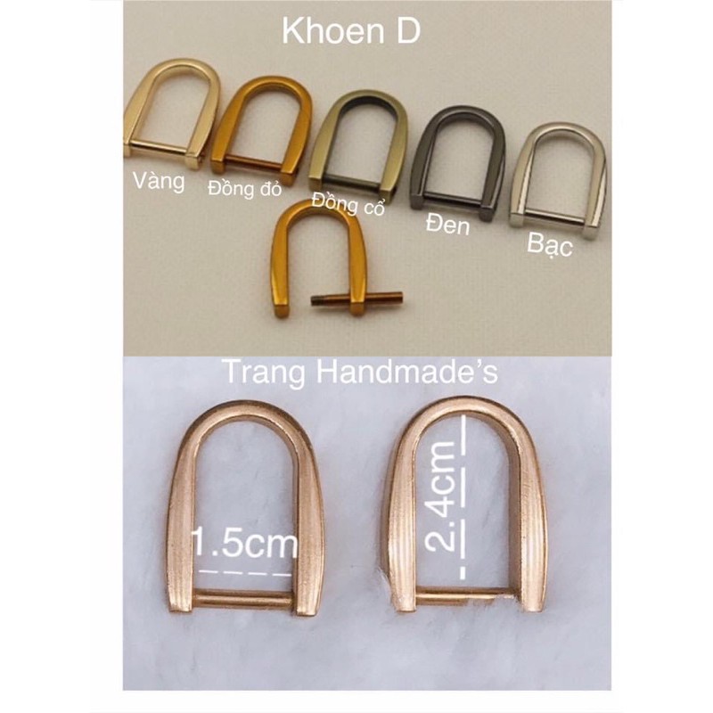1 cặp khoen D (vặn vít) phụ kiện túi xách