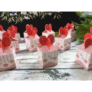 Set 100 hộp quà cưới vuông tim