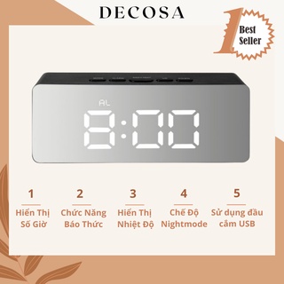 Đồng hồ led để bàn mặt gương thông minh DECOSA