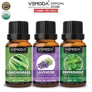 [Mã BMBAU50 giảm 7% đơn 99K] Combo 3 lọ tinh dầu xông phòng cao cấp Vemoda gồm: Oải hương, Sả chanh và Bạc hà